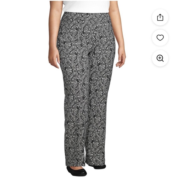 Lands’ End Black and White Starfish Mid Rise Straight Leg Pull On Pants - Picture 1 of 11